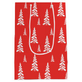 Eenvoudige Rode Kerst Xmas pijnboom Sneeuwpatroon Medium Cadeauzakje (Achterkant)