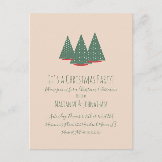 Eenvoudige Rode Kerstbomen Feest  Ansichtkaart Briefkaart (Voorkant)