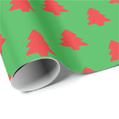 Eenvoudige Rode Kerstbomen op Groen Cadeaupapier (Rol Hoek)