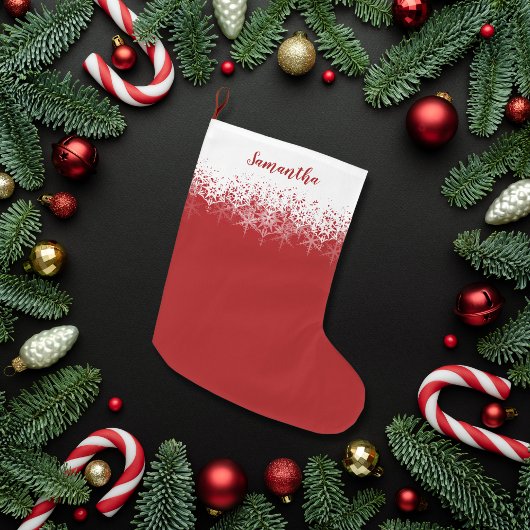 Eenvoudige Rode Kerstsnowflake Ombre Grote Kerstsok