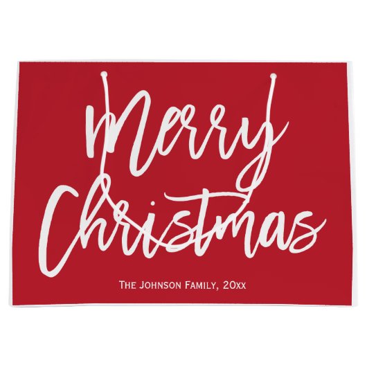 Eenvoudige rode kersttassen voor fijne kerst groot cadeauzakje (Voorkant)