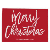 Eenvoudige rode kersttassen voor fijne kerst groot cadeauzakje (Achterkant)