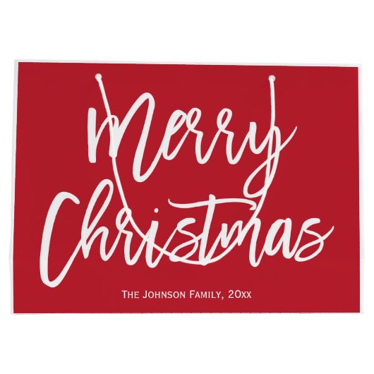 Eenvoudige rode kersttassen voor fijne kerst groot cadeauzakje (Achterkant)