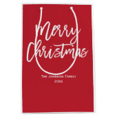 Eenvoudige rode kersttassen voor fijne kerst medium cadeauzakje (Voorkant)