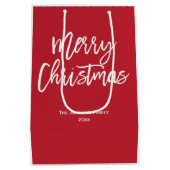 Eenvoudige rode kersttassen voor fijne kerst medium cadeauzakje (Achterkant)