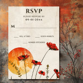 Eenvoudige rode klaprozen Boho Wildbloemen Zonsond RSVP Kaartje