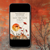 Eenvoudige rode klaprozen Boho Wildbloemen Zonsond Save The Date