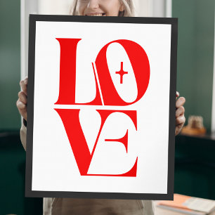 Eenvoudige Rode Liefde Moderne Typografie Poster