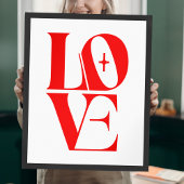 Eenvoudige Rode Liefde Moderne Typografie Poster