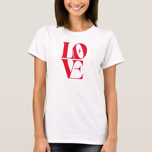 Eenvoudige Rode Liefde Moderne Typografie T-shirt (Voorkant)