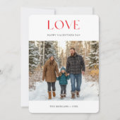 Eenvoudige rode liefde Valentijnsdag familie foto  Feestdagenkaart (Voorkant)