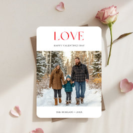 Eenvoudige Rode Liefde Valentijnsfamilie Foto Met  Feestdagenkaart