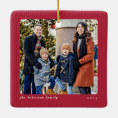 Eenvoudige rode lijst één foto Kerstmis Keramisch Ornament (Achterkant)