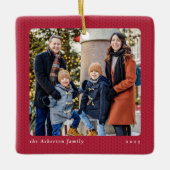 Eenvoudige rode lijst één foto Kerstmis Keramisch Ornament (Voorkant)