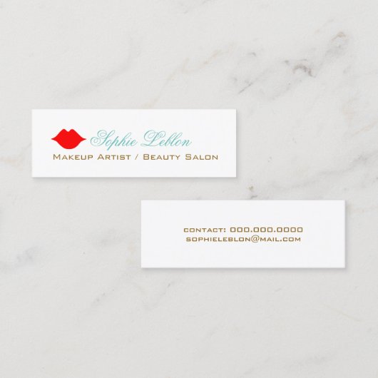 Eenvoudige rode lippen profiel kaart voor make-up  mini visitekaartje (Voorkant / Achterkant)