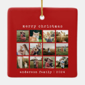 Eenvoudige Rode Moderne Typewriter Familiefotocoll Keramisch Ornament (Achterkant)