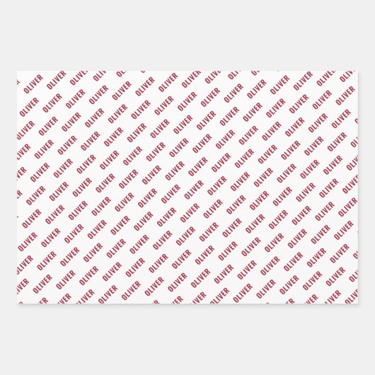 Eenvoudige Rode Naam en Snowflake Pattern Kerstmis Inpakpapier Vel (Voorkant)