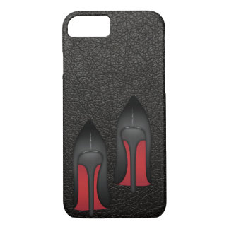 Eenvoudige rode ondersteboven, stilettos op zwart  Case-Mate iPhone case