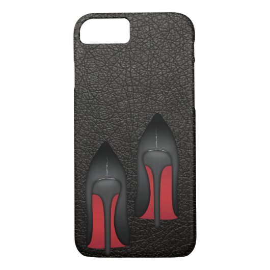 Eenvoudige rode ondersteboven, stilettos op zwart  Case-Mate iPhone case (Achterkant)