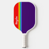 Eenvoudige rode paarse regenboog, aangepaste naam  pickleball paddle (Achterkant)