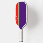 Eenvoudige rode paarse regenboog, aangepaste naam  pickleball paddle (Links)