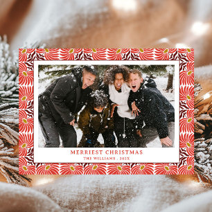 Eenvoudige rode patroonfoto Kerst Feestdagenkaart