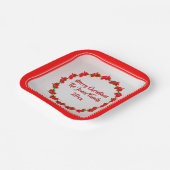 Eenvoudige Rode Poinsettia Bloem Ring Vrolijk Kers Papieren Bordje (Gebogen)