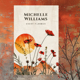 Eenvoudige Rode Poppies Boho Wildflowers Sunset Visitekaartje