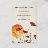 Eenvoudige Rode Poppies Boho Wildflowers Sunset Visitekaartje (Achterkant)