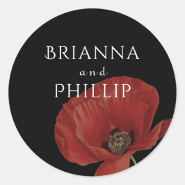 Eenvoudige Rode Poppy Waterverf Wedding Ronde Sticker