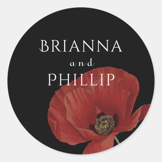 Eenvoudige Rode Poppy Waterverf Wedding Ronde Sticker (Voorkant)