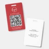 Eenvoudige Rode QR-code Personeels-ID Badge (Voor- en achterkant)