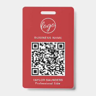 Eenvoudige Rode QR-code Personeels-ID Badge