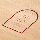Eenvoudige Rode Rand Script Wedding Arch Acryl Uitnodigingen (Laagn)