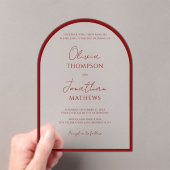 Eenvoudige Rode Rand Script Wedding Arch Acryl Uitnodigingen (Insitu (Draagbaar))