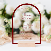 Eenvoudige Rode Rand Script Wedding Arch Acryl Uitnodigingen