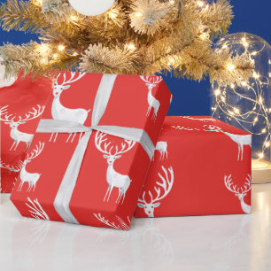 Eenvoudige Rode Reinders Kerstmis Kerstpatroon Cadeaupapier