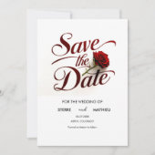 Eenvoudige rode roos bruiloft save the date (Voorkant)