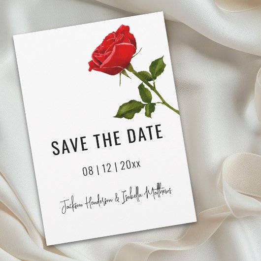 Eenvoudige Rode Roos Huwelijk Bewaar De Datum Save The Date