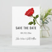 Eenvoudige Rode Roos Huwelijk Bewaar De Datum Save The Date (Staand voorkant)