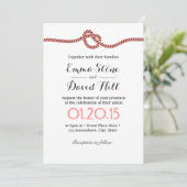 Eenvoudige Rode Rope Knot Wedding Invitations Kaart (Staand voorkant)