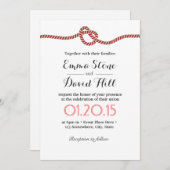 Eenvoudige Rode Rope Knot Wedding Invitations Kaart (Voorkant / Achterkant)
