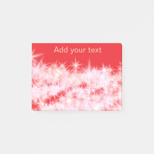 Eenvoudige rode roze glitter fonkelsterren voegen  post-it® notes (Voorkant)