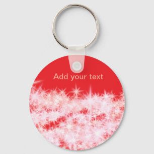Eenvoudige rode roze glitter fonkelsterren voegen sleutelhanger