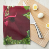 Eenvoudige rode rozen theedoek (Quarter Fold)