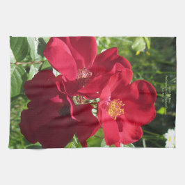 Eenvoudige rode rozen theedoek