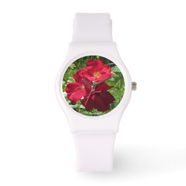 Eenvoudige rode rozen wms horloge (Voorkant)