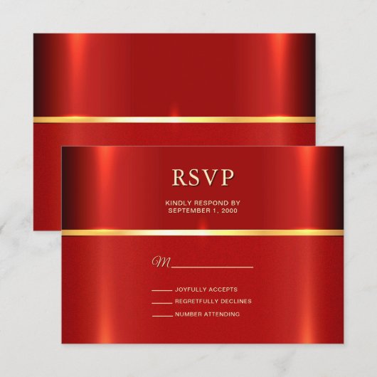 Eenvoudige rode RSVP-kaart RSVP Kaartje (Voorkant / Achterkant)