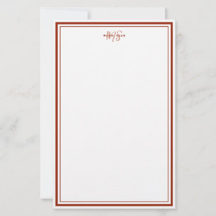 Eenvoudige Rode Scharlaken Minimalistische Monogra Briefpapier