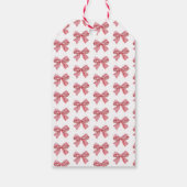 Eenvoudige Rode Snoep Stripe Bow Christmas Cadeaulabel (Achterkant)